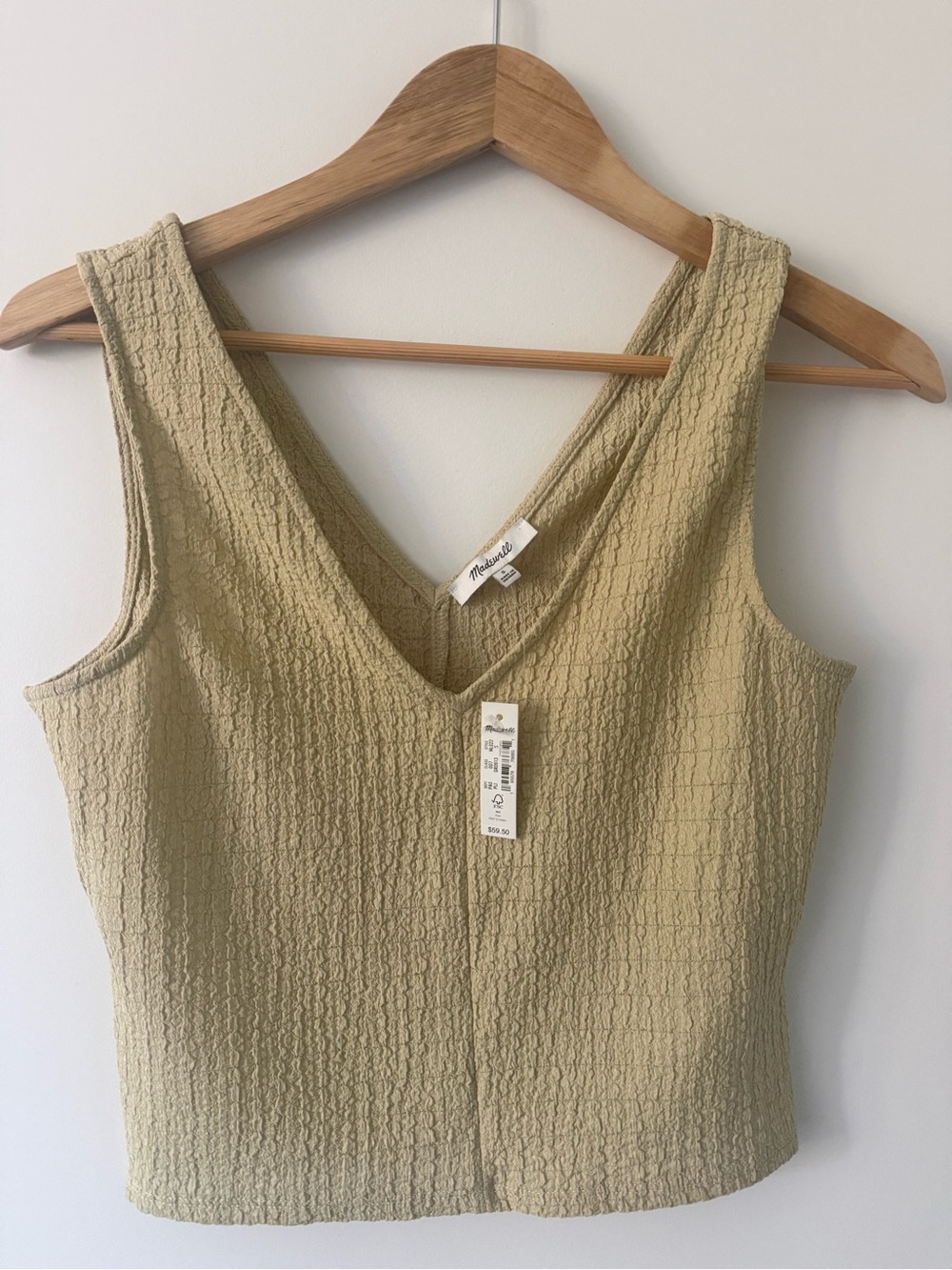 Madewell Olive Textured V-Neck Crop Tank